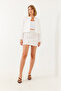 Women's White Floral Textured Mini Skirt Mbms027 60501027 - 8