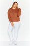Women Round Neck Textured Sweater, Brown - 2