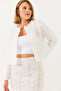 Women's White Floral Textured Short Jacket Mbms028 60501028 - 7