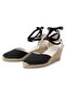 Women Textured Tie Sandals, Black - 6