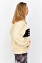 Women High Neck Brand Logo Sweatshirt, Beige - 4