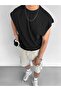 Men's Oversize Ribbed Sleeveless T-Shirt Black