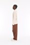 Zippered Polo Collar Knitted Knitwear Ribbed Ecru Oversize Men's Sweater - 3
