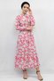 Fashion Line Floral Patterned Pleated Dress Fuchsia