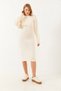 Women's Beige Crop Knitwear Sweater Dress Bottom Top Set 60251816 - 7