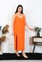 Fashion Line Women Plus Size Rope Strap Cotton Orange Long Nightgown 12100 - 3