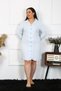 Fashion Line Women Large Size Cotton Buttoned Long Sleeve Blue Tunic Nightgown 12202 - 5