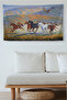 Wall Cloth Caucasian Mountains and Horses Oil Painting Look Canvas Wall Carpet-4022