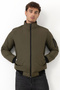 Men's Khaki Lined Stand Collar Seasonal Water and Windproof Jacket with Pockets