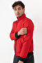 Men's Red Lined Stand Collar Seasonal Water and Windproof Jacket with Pockets - 3