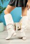 Syt-2002 White Gusseted Thick Heeled Daily Boots - 2