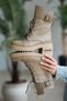 Pamela Buckled Women's Genuine Leather Combat Boots Taupe - 4