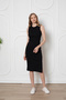 Black Midi Pencil Dress with Slit Rmr90090 - 4