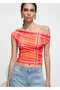 Patterned Boat Neck Blouse