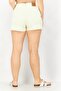 Women Plain Slim Mom Denim Shorts, Cream - 2