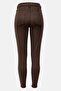 Women Slim Fit Belt Loops Treggings, Brown - 2