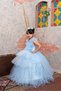 Light Blue Puffy Tulle Children's Evening Dress Princess Dress Wedding and Birthday Outfit - 2