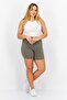 Women Stripe Pull On Basic Shorts, Dark Grey - 2