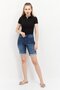 Women Washed Denim Shorts, Blue - 3