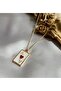 Stainless Steel Women's Necklace with Gold Chain - Enameled Mug Ace Design - 3