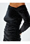 Evening Dress with Stones Velvet Mini Asymmetrical Neckline Draped Long Sleeve Slim Fit - 5