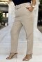 Thick Belted Buckle Crepe Fabric Large Size Pencil Pants - 5
