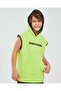 Boy's Neon Green Sweatshirt - Lightweight Fleece, Sleeveless, Hoodie, Big S - 3
