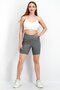 Women Sportswear Fit Pull On Ribbed Training Biker Shorts, Grey - 2