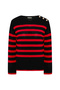 Striped Cycling Neck Button Detailed Sweater - 5