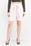 Women Solid Paperbag Waist Shorts, Pink