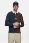 Clark Men's Polo Neck Sweatshirt - Brown Printed, Standard Fit