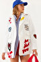 Women's White Embroidery Detailed Blazer Jacket 4016 60251829