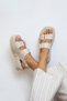 Renato Women's Buckle Detail Casual Leather Sandals Beige