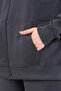 Anthracite Kangaroo Pocket Hooded Zip-Up Oversize Women's Sweatshirt Cmrb73-Anthracite - 6