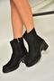 T 726911102   Black Suede Thick Heeled Women's Boots - 5
