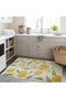 Lina Collection Yellow Green Lemon and Leaf Patterned Woven Base Modern Decorative Carpet Lina16 - 2