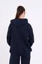 Navy Blue Kangaroo Pocket Hooded Zippered Oversize Women's Sweatshirt Cmrb73 - 6