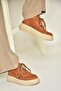 T 811845302   Tan Suede Thick Soled Women's Shoes - 2