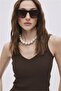 Brown V-Neck Knitwear Tank Top - 3