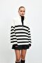 Half turtleneck zipper sweater ecru