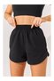 Venanzo Model Soft Fabric Loose Cut Comfortable Thread Lace-Up Women's Sports Shorts Black Color - 3