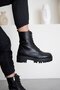 Trend Women's Lace-up Zipper Detail Leather Boots Black - 2