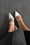 Karissa Women's Chain Detail Heeled Patent Leather Shoes White - 2