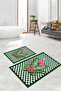 Digital Printed Washable Non-Slip Base Flamingo Patterned Bath Mat Toilet Set - 5