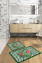 Digital Printed Washable Non-Slip Base Flamingo Patterned Bath Mat Toilet Set - 4