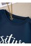 Women's Navy Blue Positive Printed Oversize Sweatshirt - 3