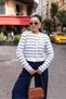 Ecru Gold Button Detailed Striped Plush Cardigan - 2