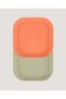 Set of 2 Square Baby Food Plates - Sage Green & Peach - 8