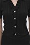 Black Shirt Collar Knitwear Blouse - 4