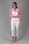 Women's Pink Satin Tulle Sleeve Evening Dress Shirt - 2